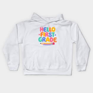 Hello First Grade Girls Boys Teacher First Day Of Shool Kids Hoodie